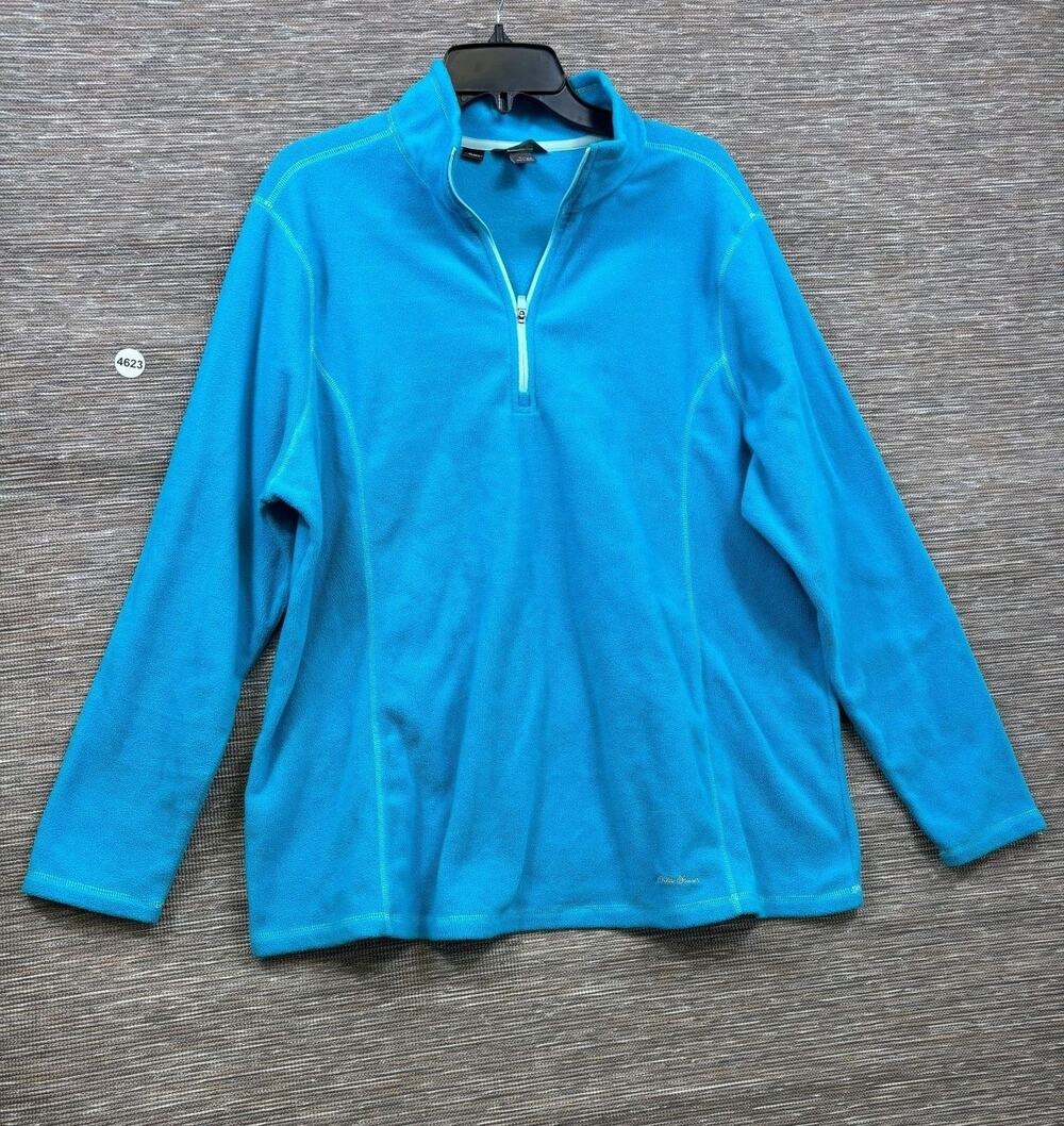 Eddie Bauer Pullover Womens Size 2X Blue Polartec 1/4 Zip Fleece Mock Neck Top